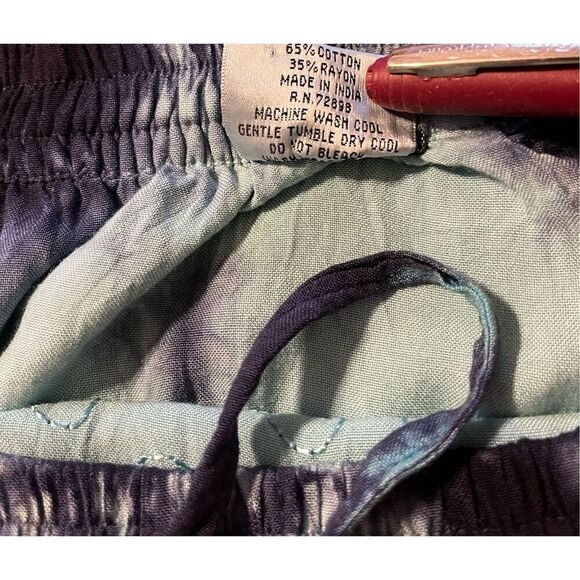 Vintage L.S.I Women's Small Blue Green Tie Dye Embroidered Midi Skirt Beach - Picture 6 of 7